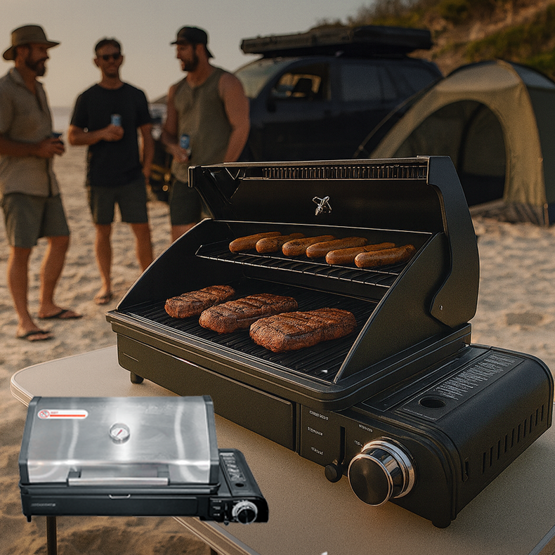 Portable Gas BBQ - 2 Burner with Stainless LID | Butane