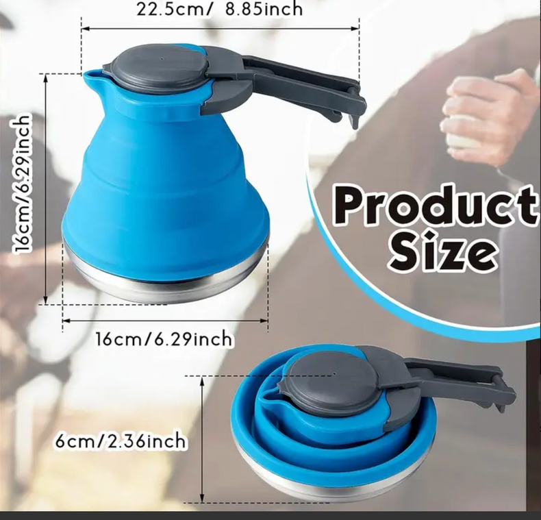 Camping Kettle - Collapsible Save Spacing - Blue