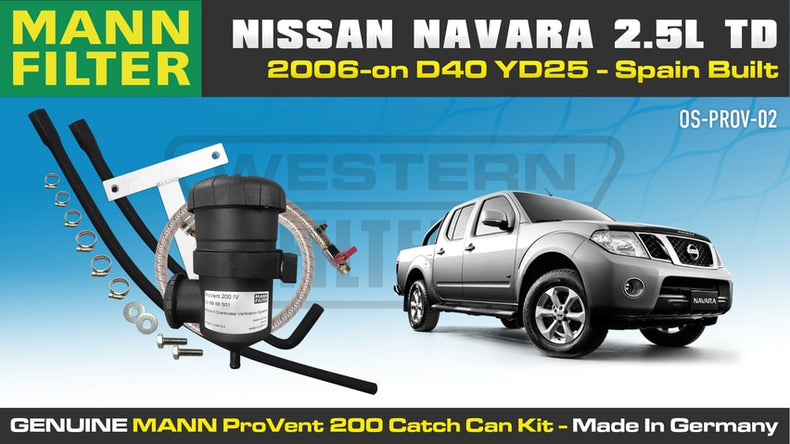 Nissan Navara 2006-15 D40 2.5L TD YD25 (Spain Built) Pathfinder R51 - ProVent Vehicle Specific Catch Can Filter Kit OS-PROV-02-D40
