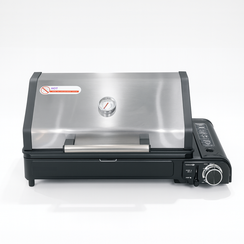 Portable Gas BBQ - 2 Burner with Stainless LID | Butane