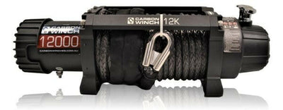Carbon 12K 12000lb Electric Winch With Black Rope & Hook VER. 2