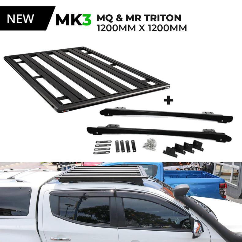 MQ/MR Triton Roof Rack Titan Tray  1200 x 1200 + Rockarmor Rack Legs