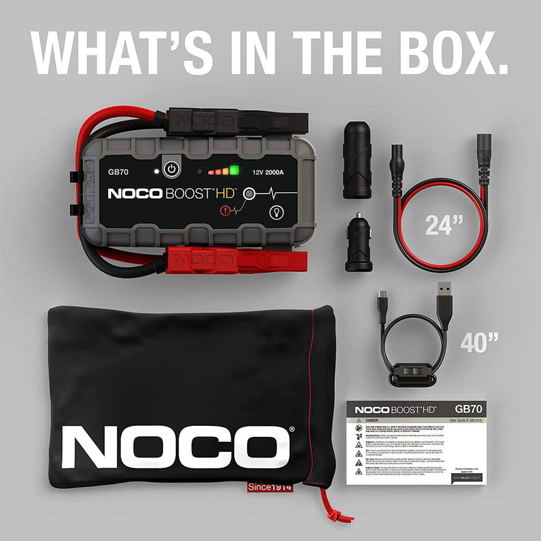NOCO Boost HD GB70 2000 Amp 12-Volt UltraSafe Portable Lithium Car Battery Booster Jump Starter Power Pack for Up to 8-Liter Petrol and 6-Liter Diesel Engines