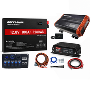 100AH Complete 12V System - Lithium Battery / 2000W Inverter / Redarc 25A DCDC Charger / 12V Switch Panel / Wiring Kit 
