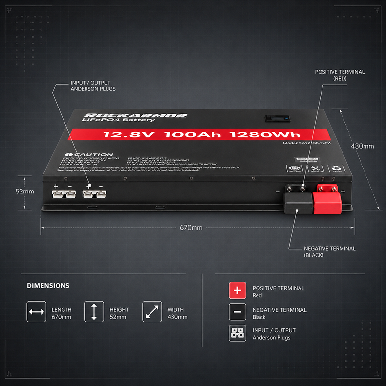 100AH Slimline lithium battery 12v 
