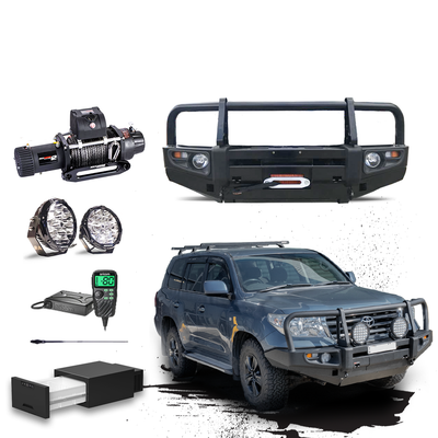 200 Series Touring Pack Suits: 200 Series 2007-08/15 - Prem Bullbar, Winch, Lights, uhf + Free Fridge