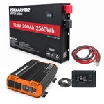 200AH Slimline Lithium Battery & 3000W Inverter + Heavy Duty Cable
