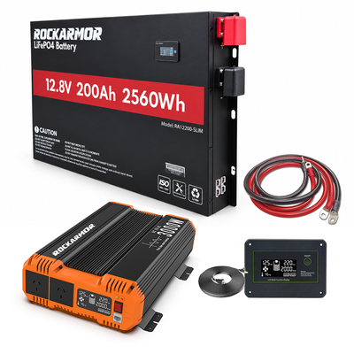 200AH Slimline Lithium Battery & 3000W Inverter + Heavy Duty Cable