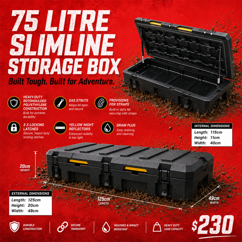 Camping Storage Box Slimline for 4wd 75 litre