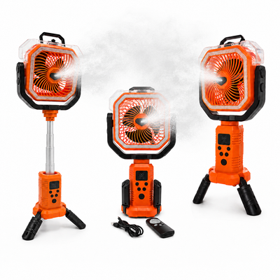 Camping Fan with Adjustable Stand, Water Misting Spray, Built in Lantern & 20,000mAh Battery