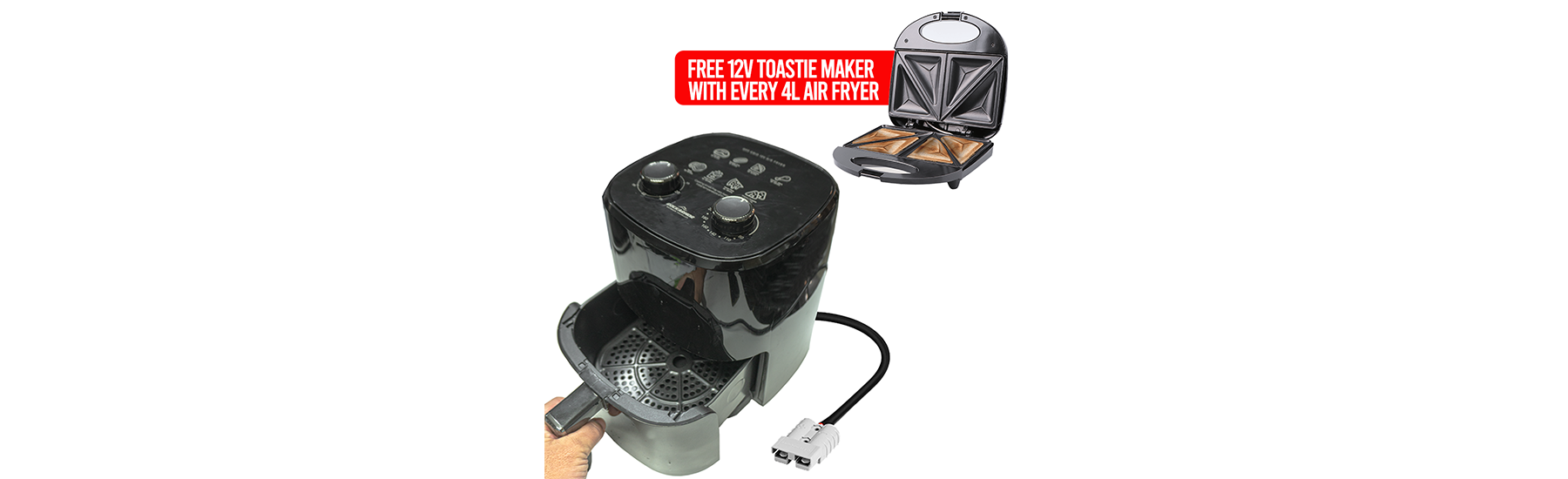 FREE 12V TOASTIE MAKER WITH EVERY 4LITRE AIRFRYER SALE ENDS SOON