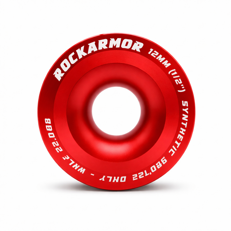Rope Pulley 120mm | 12mm Winch Rope Soft Shackle Red | Rockarmor 4x4