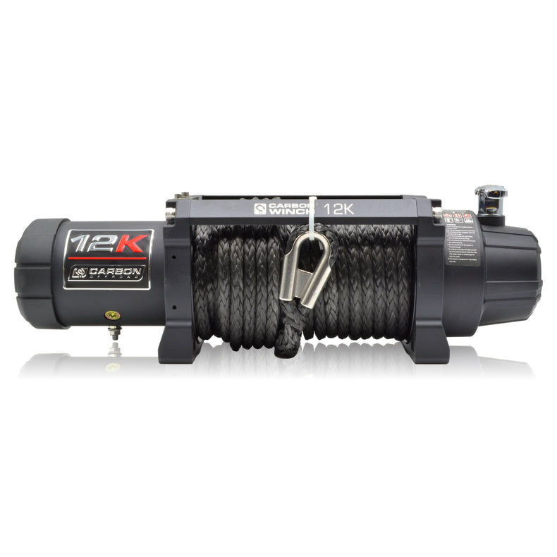 Carbon 12K 12000lb Electric Winch With Black Rope & Hook VER. 3.