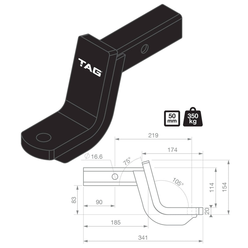 TAG Tow Ball Mount Kit for Toyota Landcruiser (08/2007 - 12/2021)
