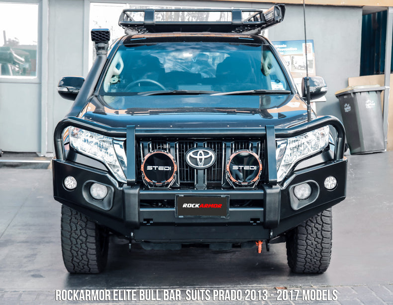 Series Protek Pack Bull Bar Runva Winch Stedi LED Spotties Suits Toyota Prado 150 | Rockarmor