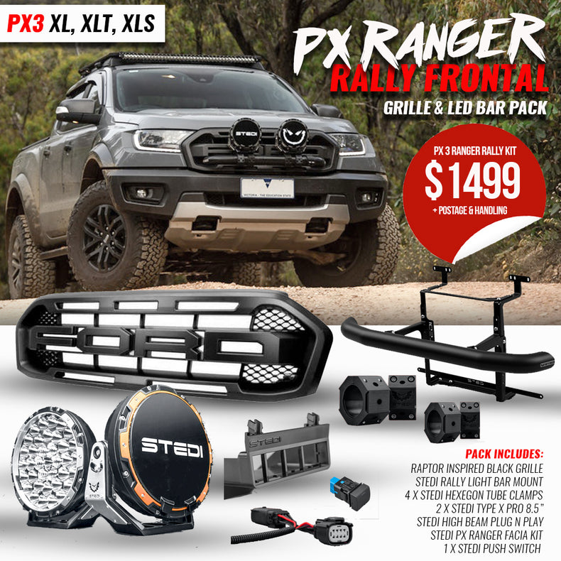 Ford Ranger PX3 Black Grille + Stedi Rally Pack + Type X Pro