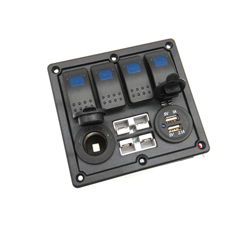 12V 4way Rocker Switch Panel | 50amp Dual Anderson | USB Input