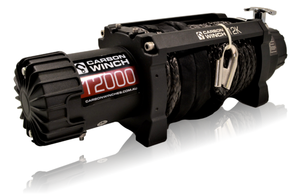 Carbon 12K 12000lb Electric Winch With Black Rope & Hook VER. 2.