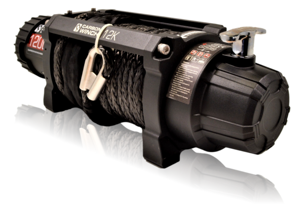Carbon 12K 12000lb Electric Winch With Black Rope & Hook VER. 2.