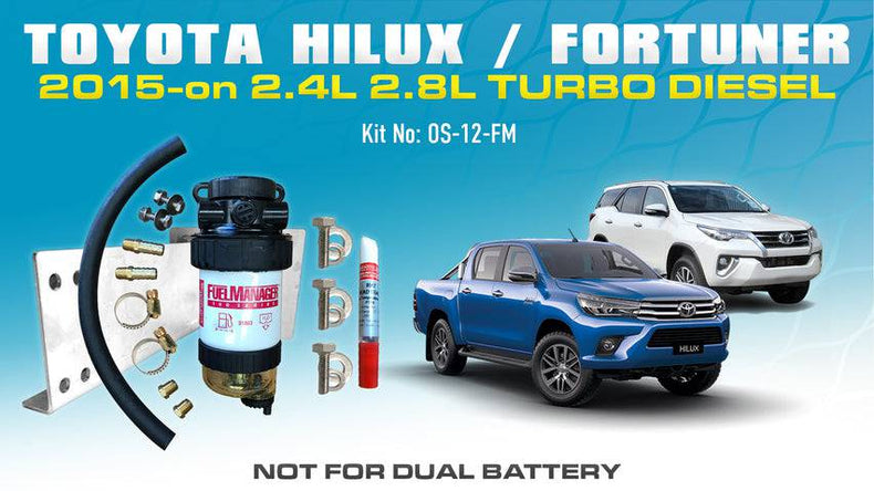 Fuel Manager Pre-Filter Water Separator Kit OS-12-FM Suits Toyota Hilux N80 2.4L 2.8L Diesel GUN-126R EGR 1GD-FTV 2GD-FTV 2015-on