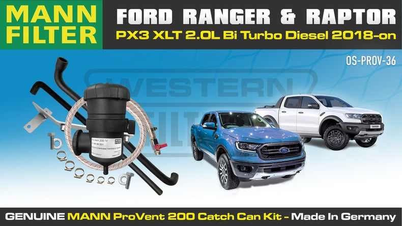 Ford Ranger & Raptor 2018-on PX3 XLT EcoBlue 2.0L Bi Turbo CRi Diesel - Mann ProVent Oil Catch Can Kit OS-PROV-36