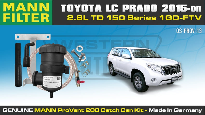 Toyota LC Prado (2015 on) 2.8L 150s 1GD-FTV Diesel - ProVent Oil Catch Can Kit OS-PROV-13
