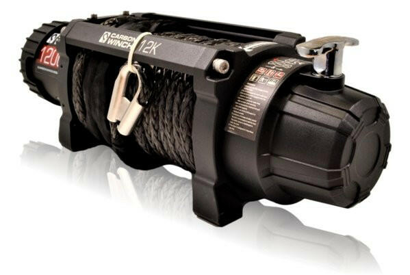 Carbon 12K 12000lb Electric Winch With Black Rope & Hook VER. 2 - Carbon Offroad