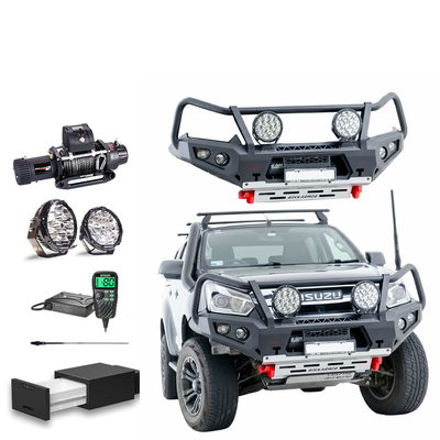 Isuzu DMAX Touring Pack Suits: DMAX 02/17-07/20  GT Bullbar, Winch, Lights, uhf + Free Fridge