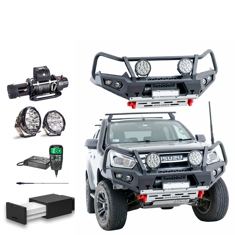 Isuzu DMAX Touring Pack Suits: DMAX 02/17-07/20  GT Bullbar, Winch, Lights, uhf + Free Fridge