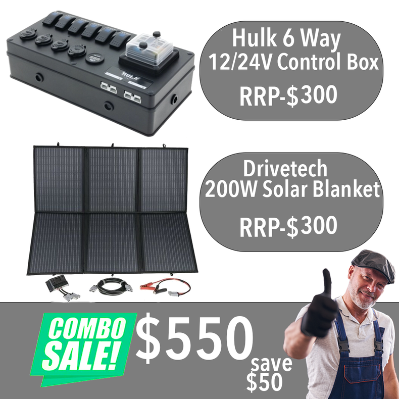 EOFYS Hulk 6 Way Control Box + Drive Tech 200W Solar Blanket