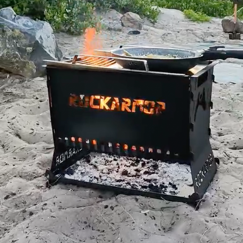 Rockarmor Camp Fire Pit & Grille Plate - 3mm Stainless Steel - (Black)