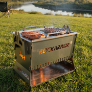 Rockarmor Camp Fire Pit & Grille Plate - 3mm Stainless Steel - (Silver)