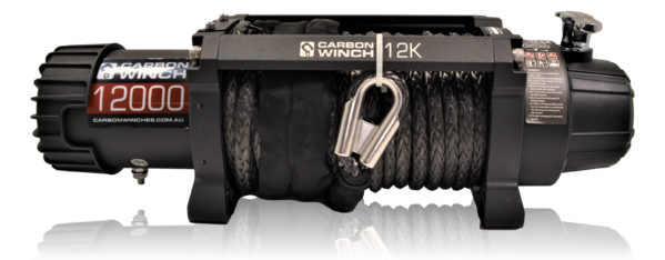 Carbon 12K 12000lb Electric Winch With Black Rope & Hook VER. 2.