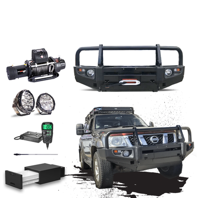 GU Patrol Touring Pack Suits: Series 1-3 GU Patrol - Prem Bullbar, Winch, Lights, uhf + Free Fridge
