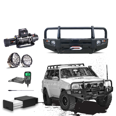 GU Patrol Touring Pack Suits: Series 4+ GU Patrol - Prem Bullbar, Winch, Lights, uhf + Free Fridge