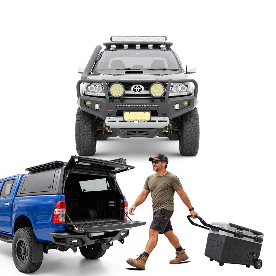 N70 Hilux GT Bull Bar + Aluminium Canopy + Free 40L Fridge - Suits 2005-2011 Models