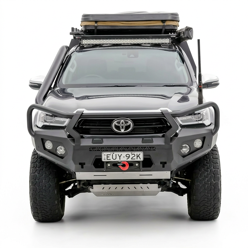 Pack component: Hilux Bullbar - Rockarmor GT Suits Toyota Hilux 08/2020 - 11/2025. Other accessories pictured are not included.