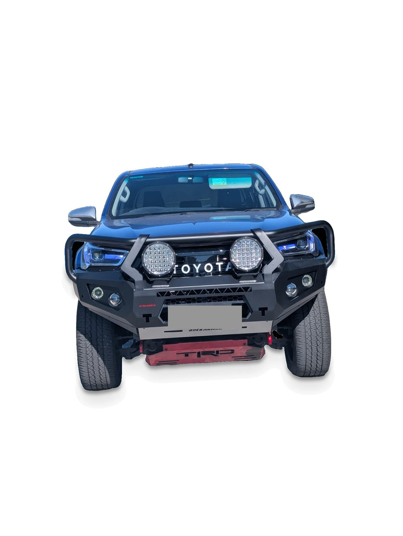 Example upgraded 2016 Hilux on a white studio background - additional accessories shown; refer to pack inclusions