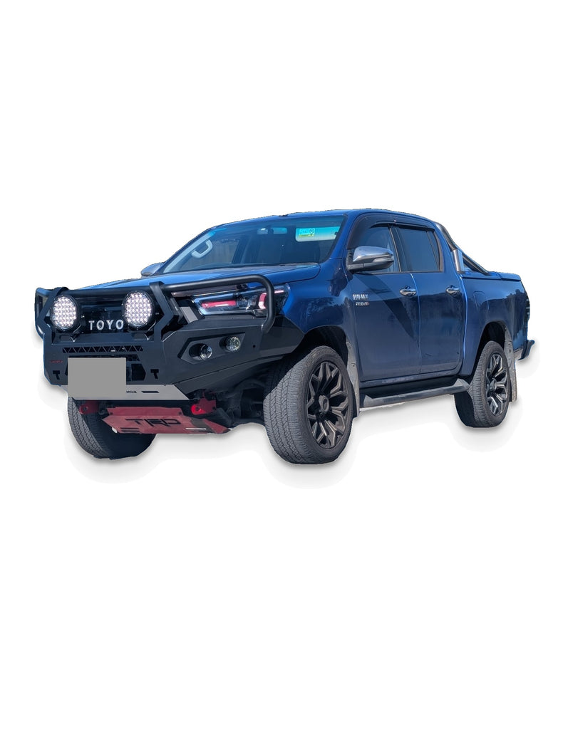 Example upgraded 2016 Hilux on a white studio background - additional accessories shown; refer to pack inclusions