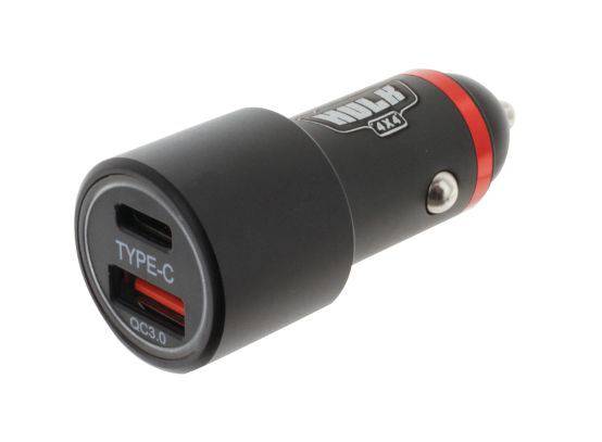 Hulk 4x4 HU6638B Dual USB In Car Socket Charger - USB Type C & QC3.0