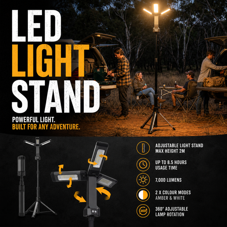 LED Light Stand Portable 7,000 Lumens - 2M Stand - Amber & White Light
