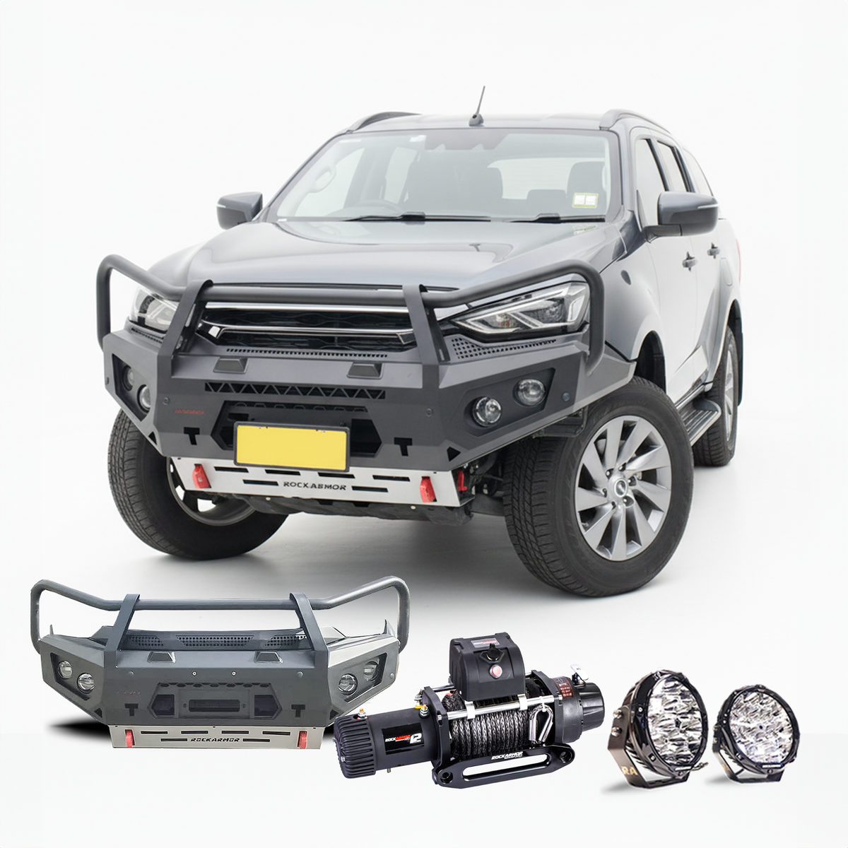 ISUZU MUX FRONTAL PACK | BULL BAR WINCH LIGHTS SUITS 2021+ MUX