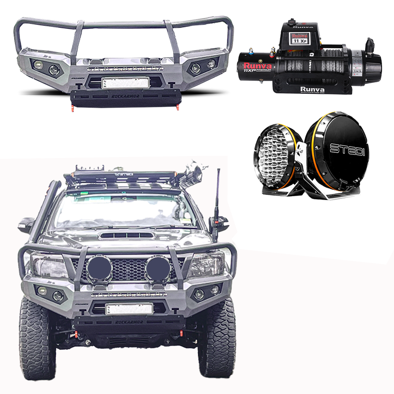 N70 Hilux Bullbar Protek Package 2011 - 2015 | GT Bar | Runva Winch | Stedi Lights