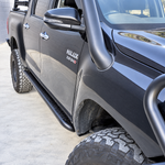n80 hilux rock sliders angled - rockarmor 