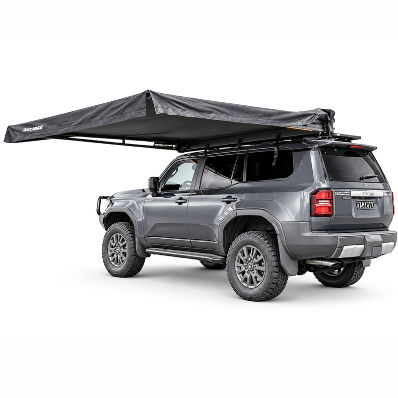 free standing side awning with gas strut