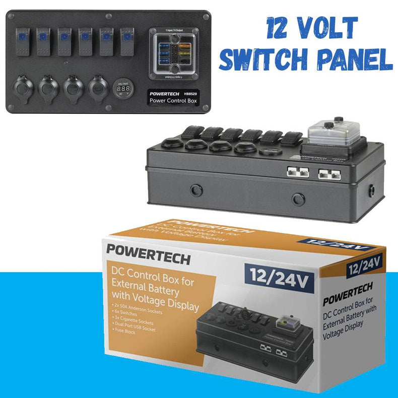 Powertech 12 Volt Switch Panel (with Dual Anderson Connectors)