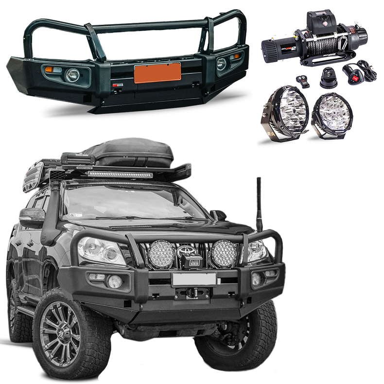 Prado 150 Frontal Pack Bull Bar Winch LED Lights Suits: 1/2009 - 10/2013