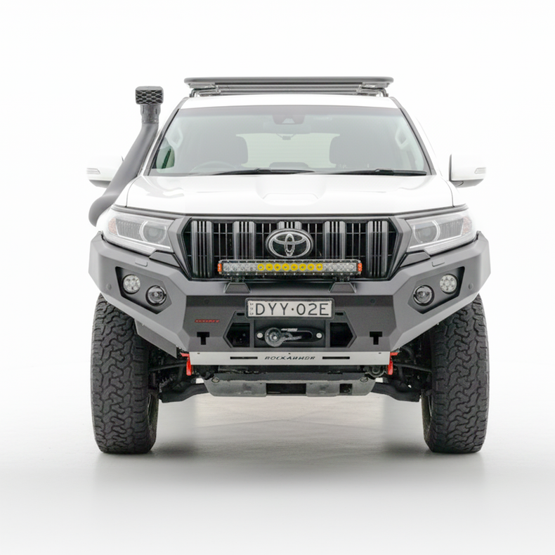 No Loop Steel Bull bar to suit Toyota Prado 150  - Winch Compatible, Rated Recovery Points, High Approach Angles  ADR Approved 