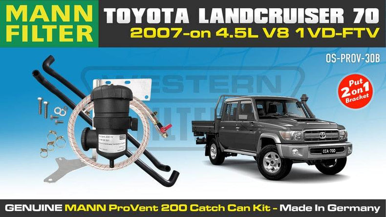 ProVent Oil Catch Can Dual Bracket Kit OS-PROV-30B Suits Toyota Landcruiser 70 Series 2007-on - Suits both Single and Dual Battery