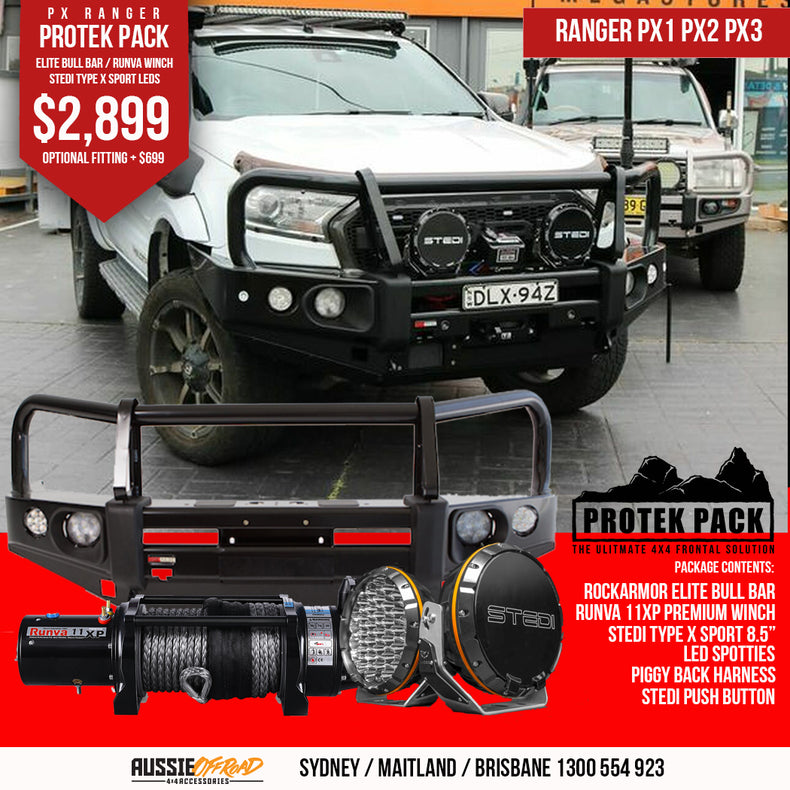 PX Ranger Protek Pack - Bull Bar, Runva Winch, Stedi LED Lights